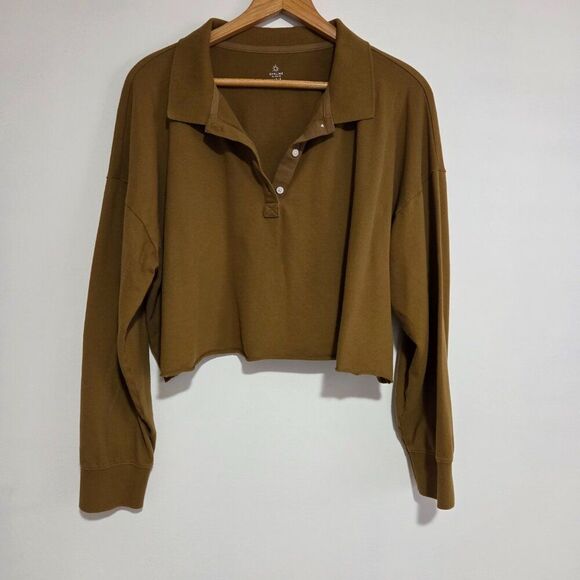 EUC OFFLINE BY AERIE SEMI CROPPED DEEP MUSTARD LONGSLEEVES TEE SIZE LARGE - Picture 1 of 14